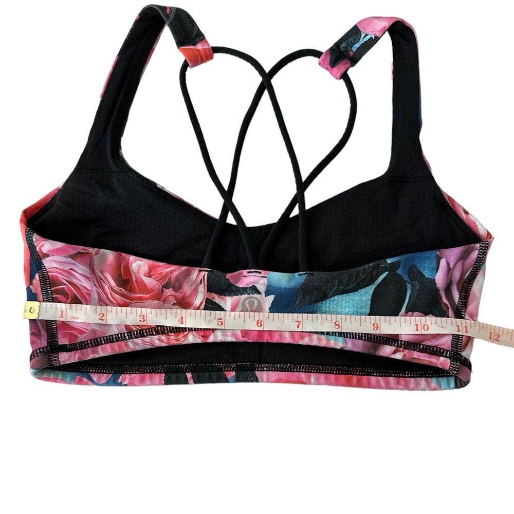 LULULEMON‎ Women’s Sports Bras Size 4   Pink Black Floral Roses - Picture 4 of 5